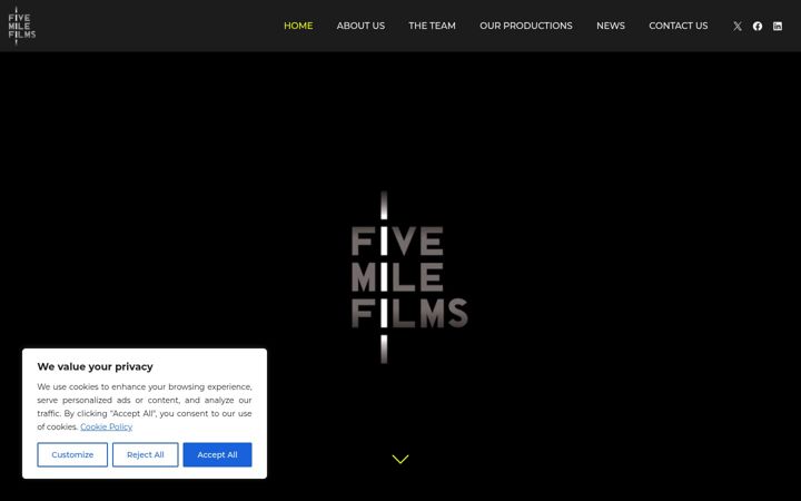 Screenshot of fivemilefilms.co.uk
