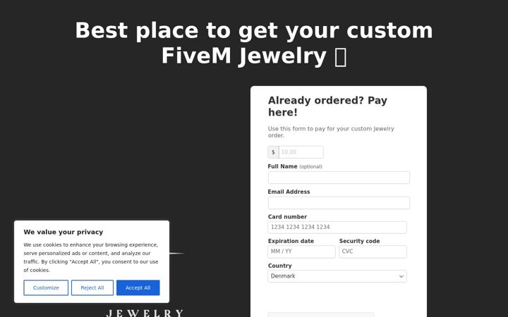 Screenshot of fivemjewelry.com