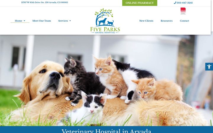 Screenshot of fiveparksanimalhospital.com