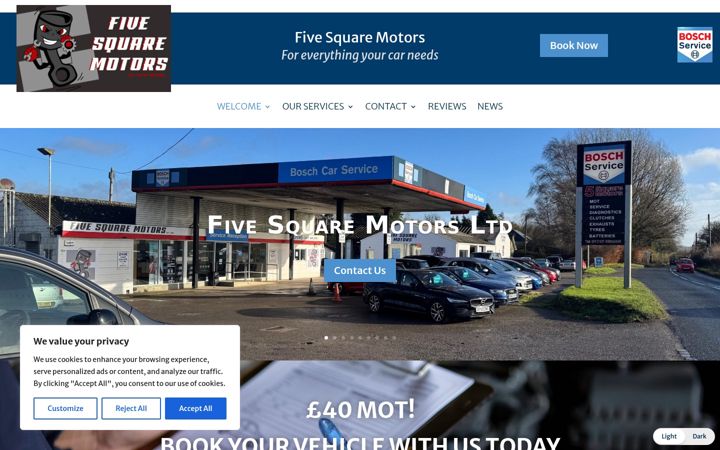 Screenshot of fivesquaremotors-boschauto.co.uk