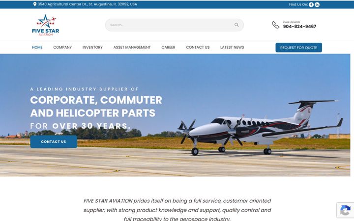 Screenshot of fivestaraviation.net
