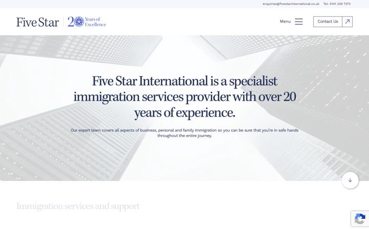 Screenshot ta' fivestarinternational.co.uk