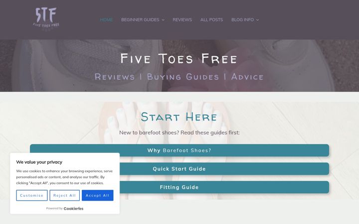 Screenshot of fivetoesfree.com