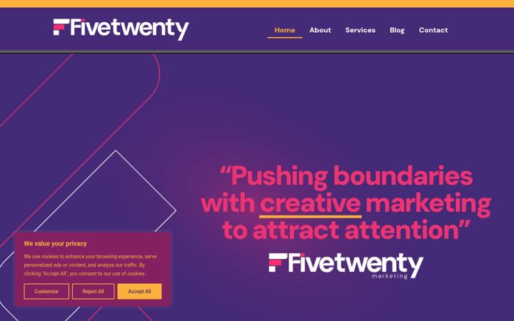 Screenshot of fivetwentymarketing.com