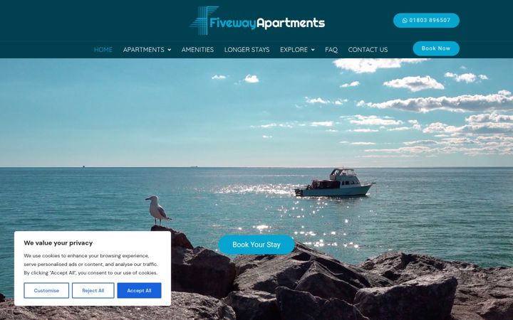 Screenshot of fivewayapartments.co.uk