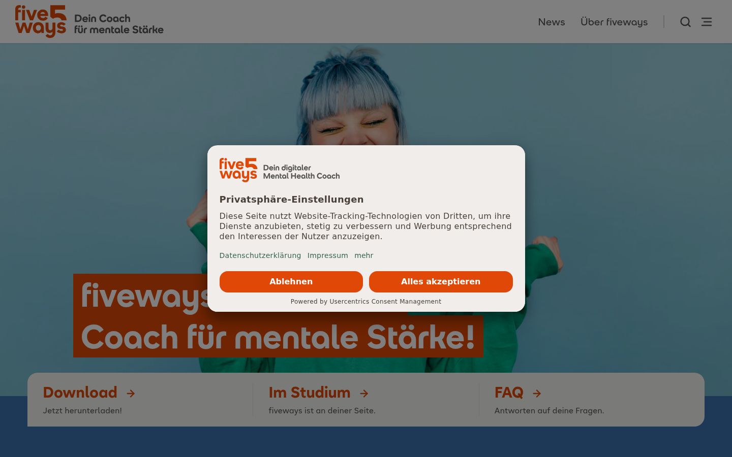 Screenshot of the consent banner shown before any interaction