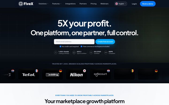 Screenshot of fivex.com