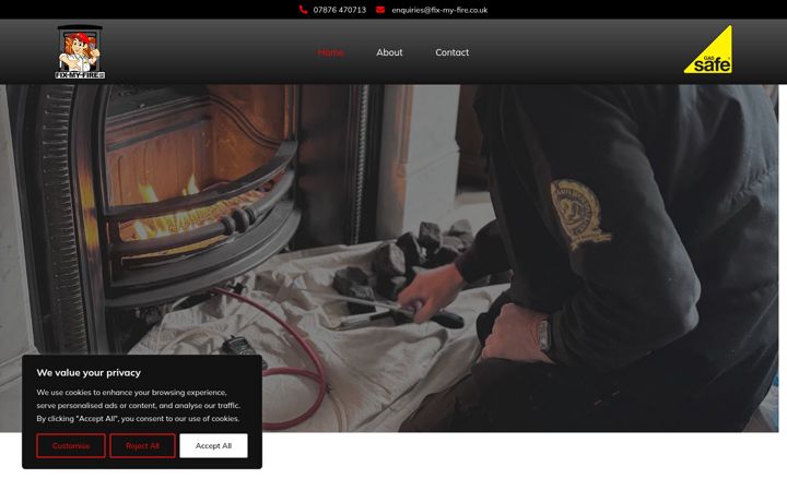 Screenshot of fix-my-fire.co.uk