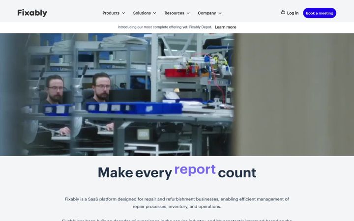 Screenshot of fixably.com