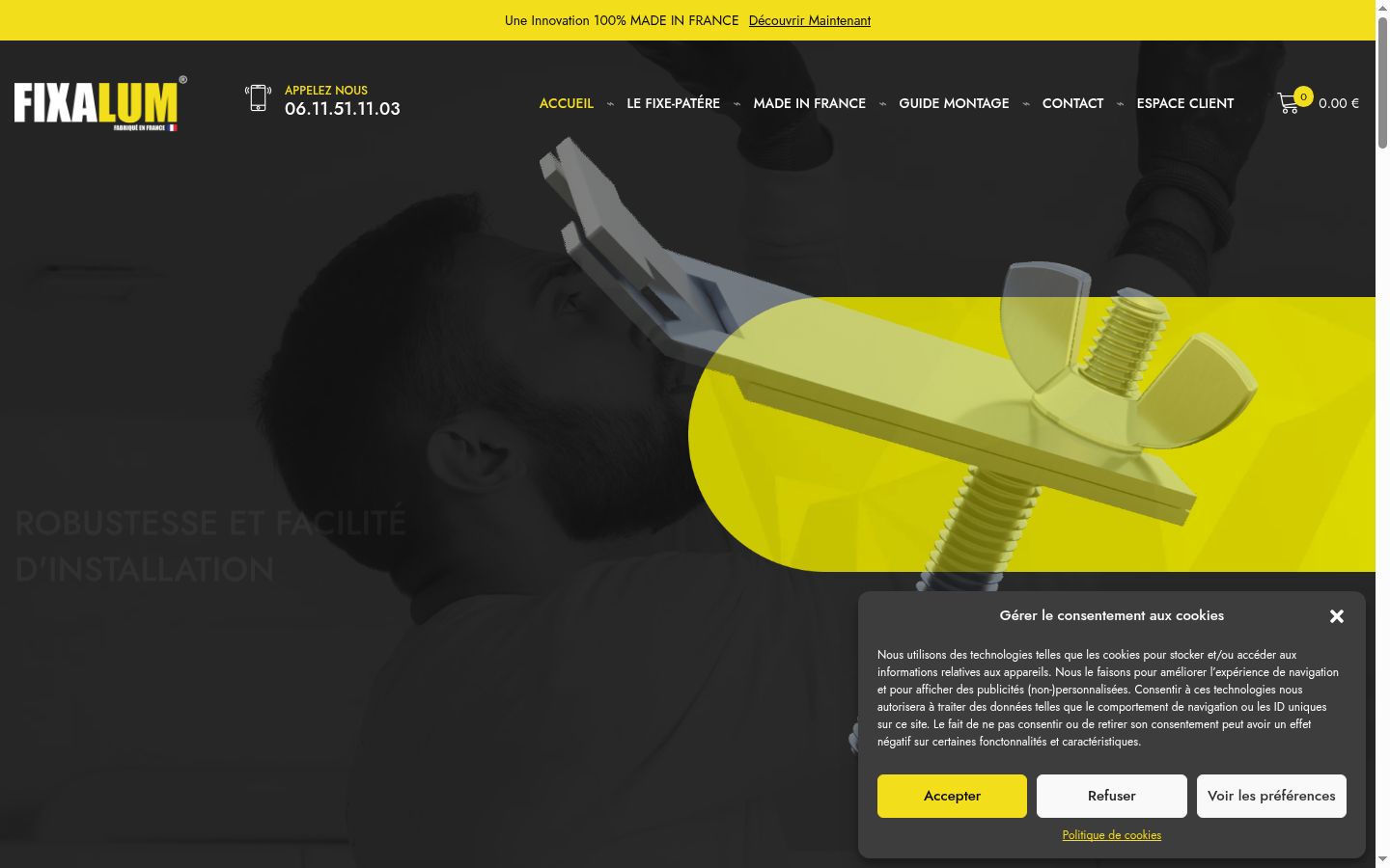 Screenshot del banner di consenso mostrato prima di qualsiasi interazione
