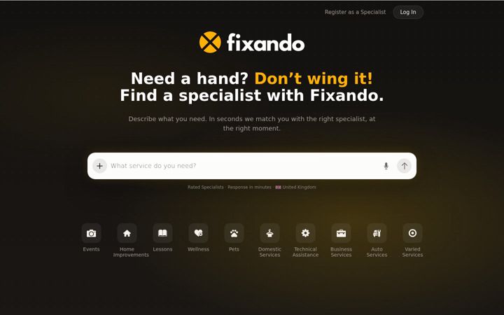 Screenshot of fixando.co.uk