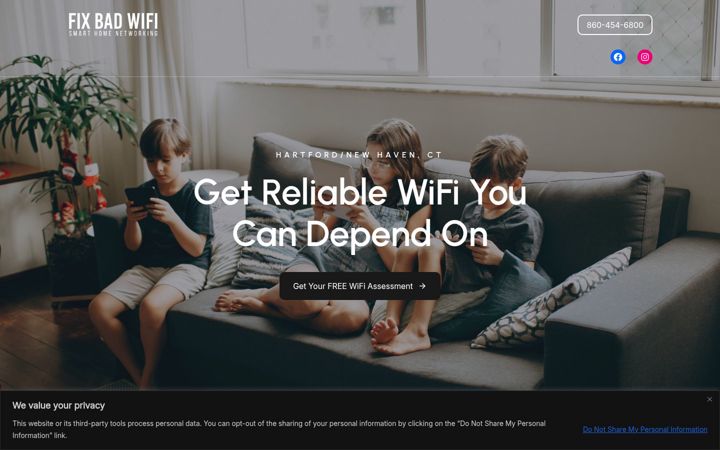 Screenshot of fixbadwifi.com