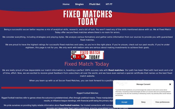 Screenshot of fixedmatchtoday.com