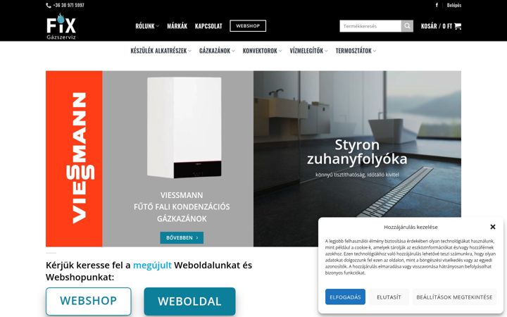Screenshot of fixgazwebshop.hu