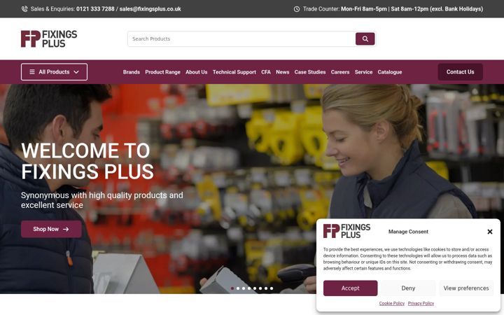Screenshot of fixingsplus.co.uk