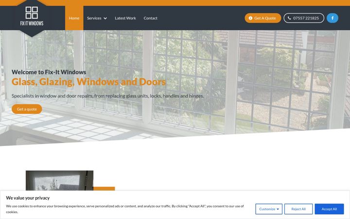 Screenshot of fixitwindows.co.uk