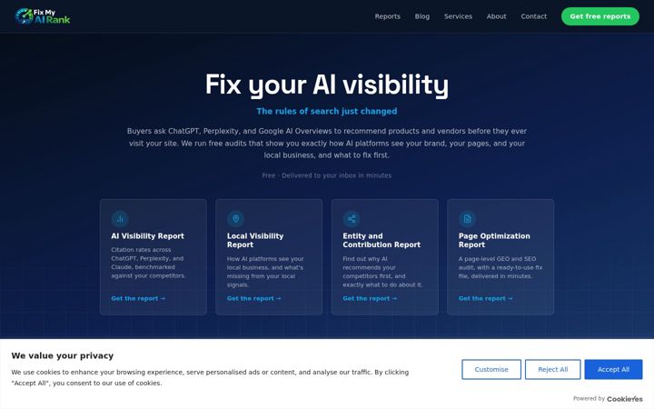 Screenshot of fixmyairank.com
