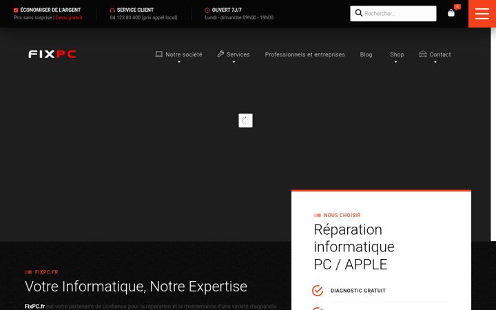 Screenshot of fixpc.fr