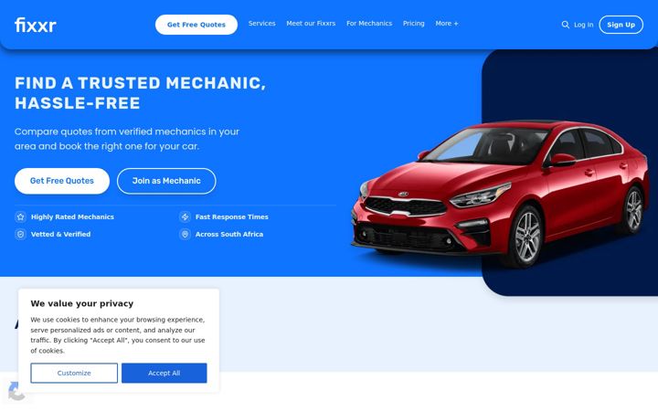 Screenshot of fixxr.co.za