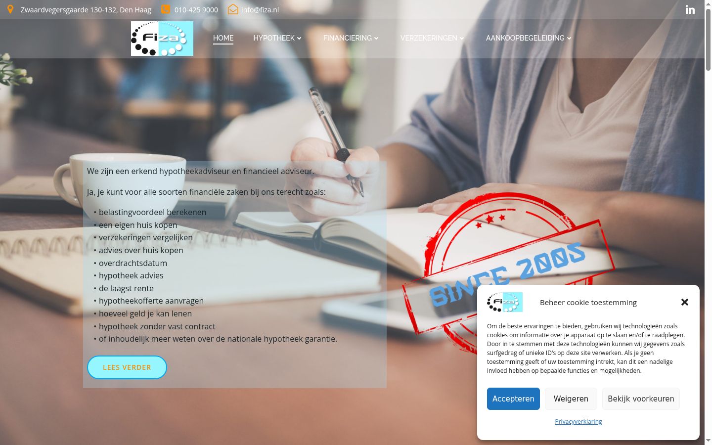 Screenshot del banner di consenso mostrato prima di qualsiasi interazione