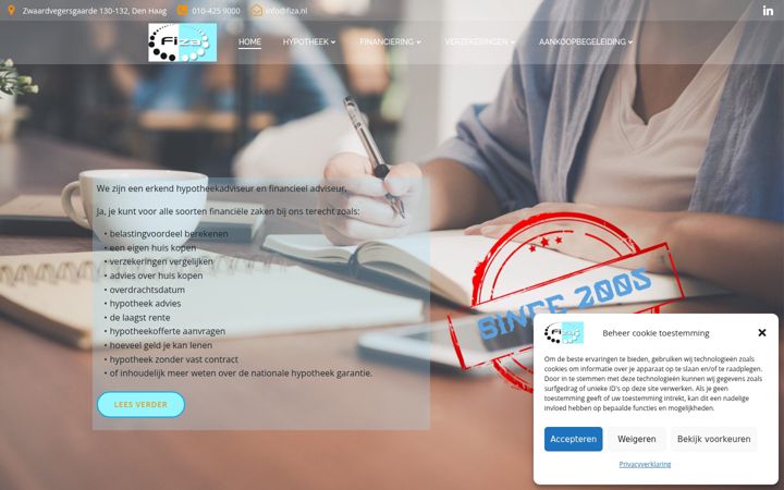 Screenshot of fiza.nl