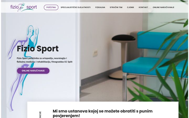Screenshot of fiziosport.hr