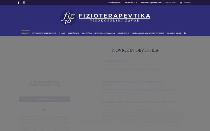 Kuvakaappaus sivustosta fizioterapevtika.si