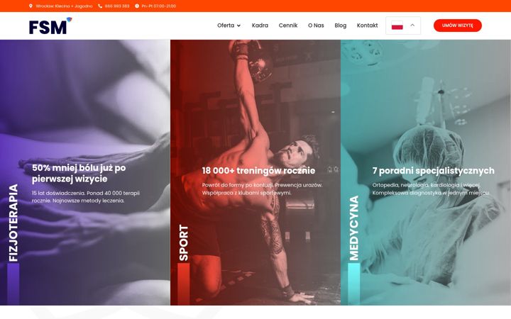 Snímek obrazovky fizjosportmed.pl