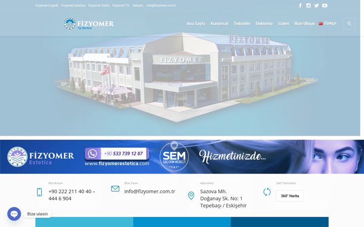 Captură de ecran a fizyomer.com.tr