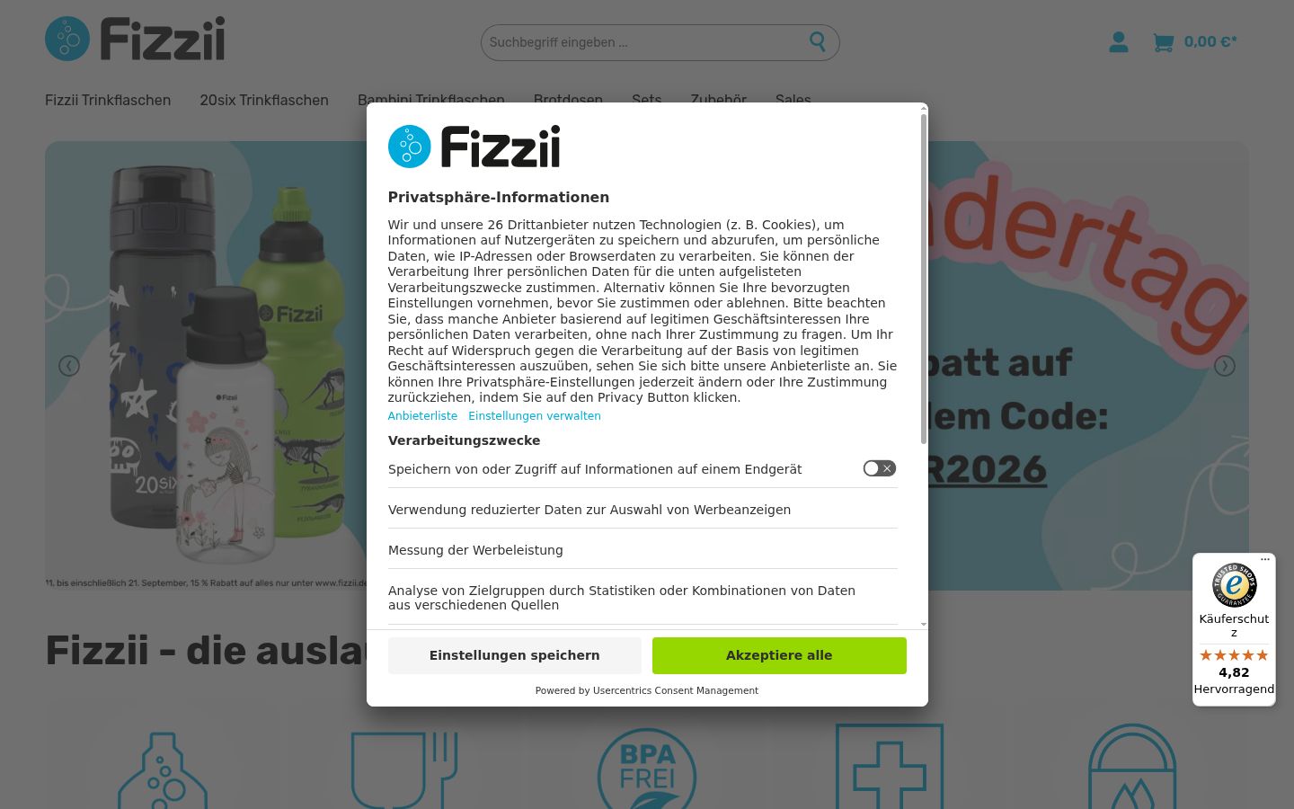 Screenshot of the consent banner shown before any interaction