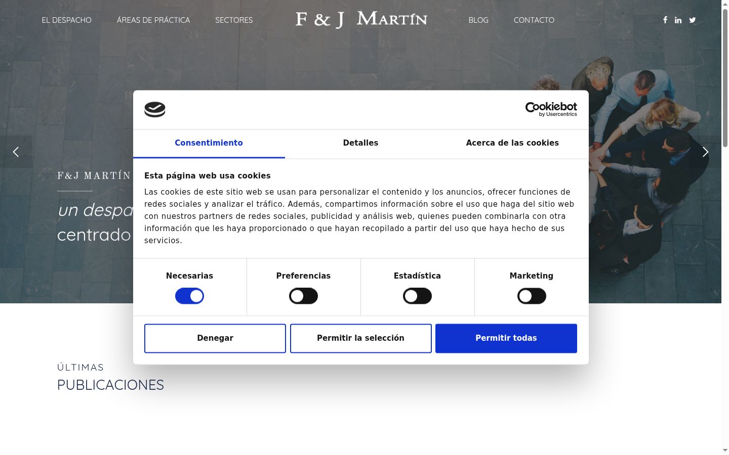 Screenshot del banner di consenso mostrato prima di qualsiasi interazione