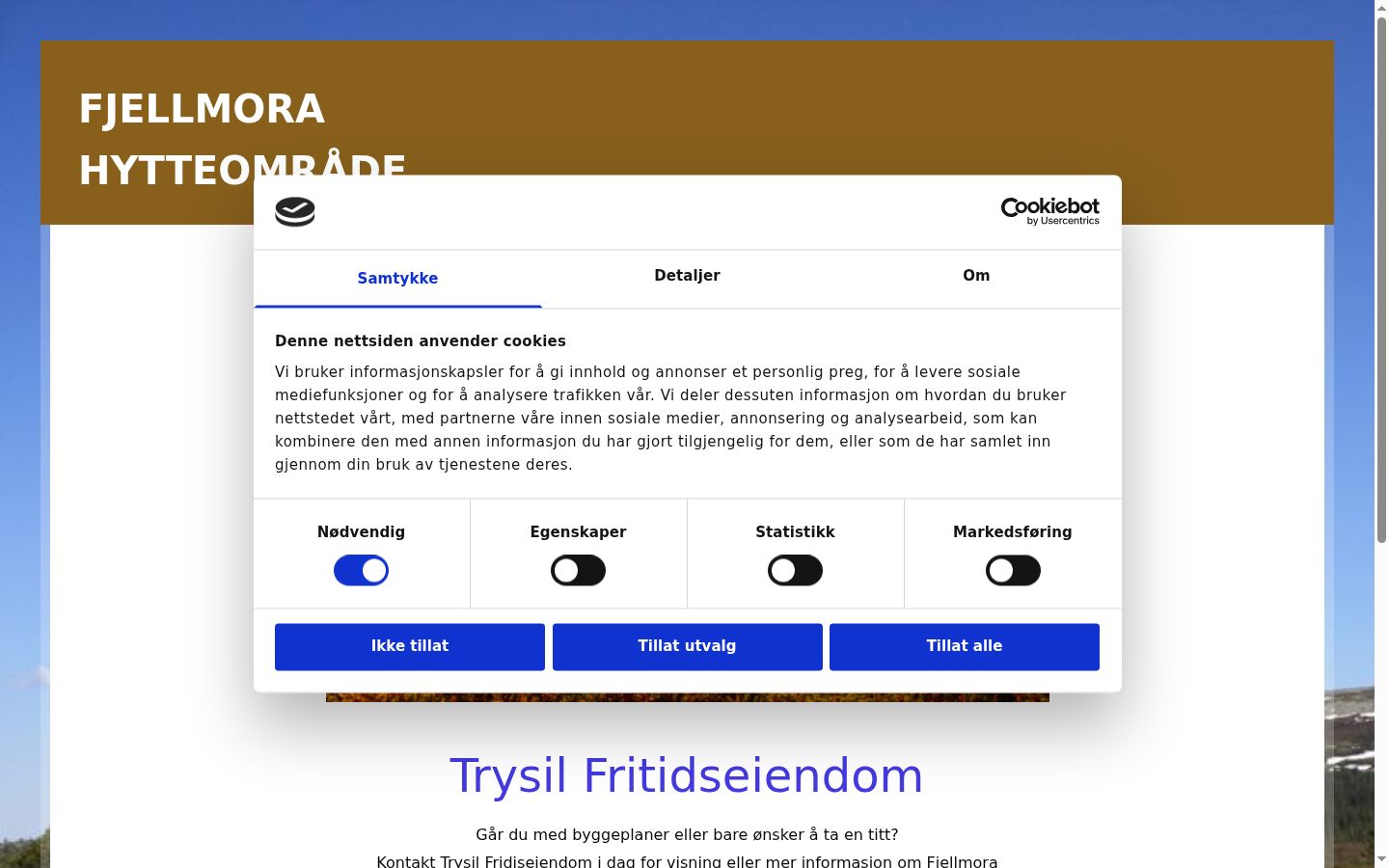Skärmbild av samtyckesbannern som visades före någon interaktion