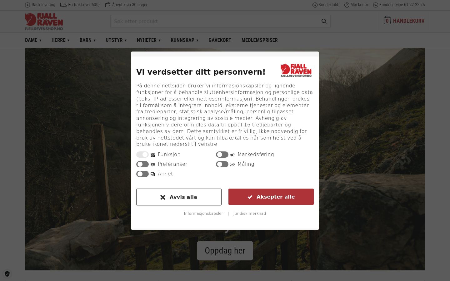 Ekraanipilt nõusolekubännerist, mida näidati enne mis tahes suhtlust