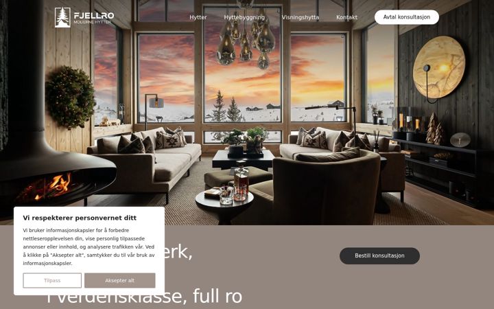 Screenshot of fjellrohytter.no
