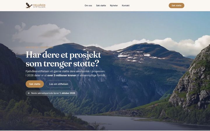 Screenshot of fjellvaakenstiftelsen.no