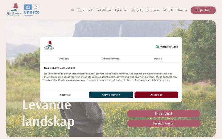 Screenshot of fjordkystparken.no