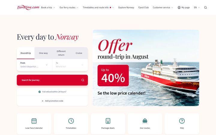 Screenshot of fjordline.com