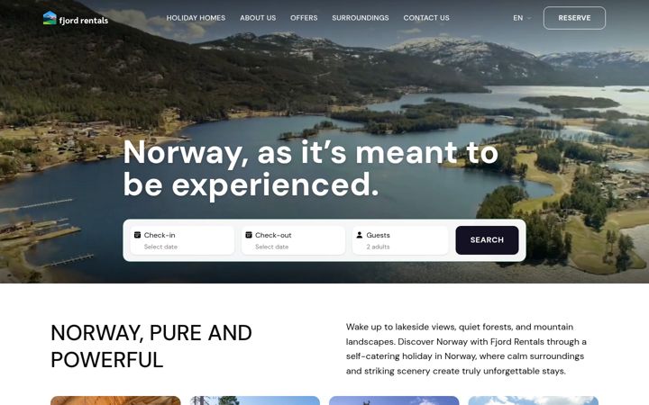 Screenshot of fjordrentals.com