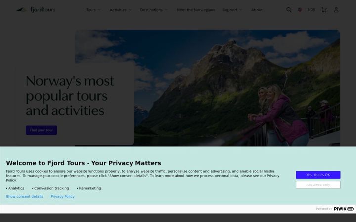 Screenshot ta' fjordtours.com