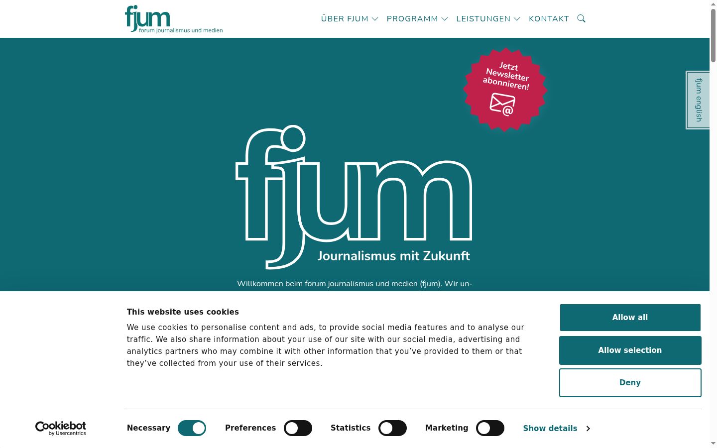 Screenshot del banner di consenso mostrato prima di qualsiasi interazione