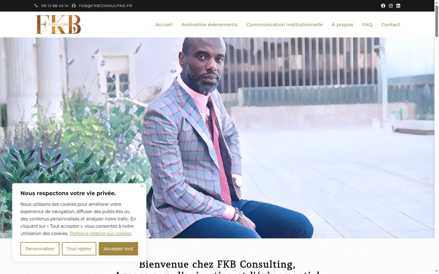 Screenshot del banner di consenso mostrato prima di qualsiasi interazione