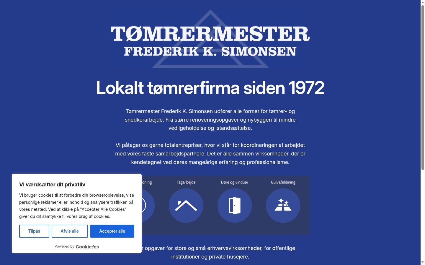 Skjermbilde av samtykkebanneret slik det vises før noen interaksjon
