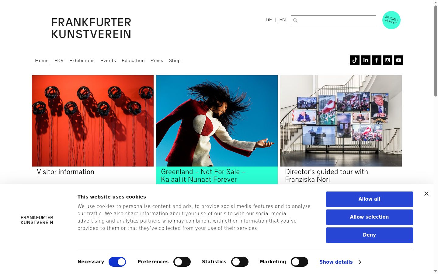 Screenshot del banner di consenso mostrato prima di qualsiasi interazione