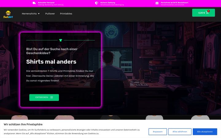 Screenshot di flachshirt.de