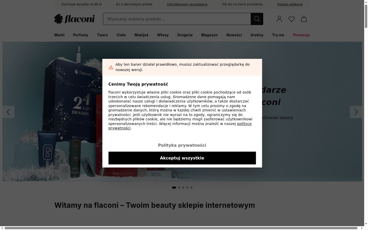 Screenshot of the consent banner shown before any interaction