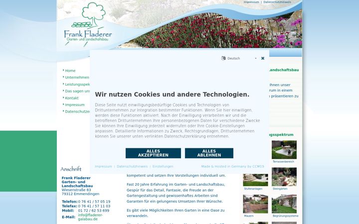 Screenshot of fladerer-galabau.de