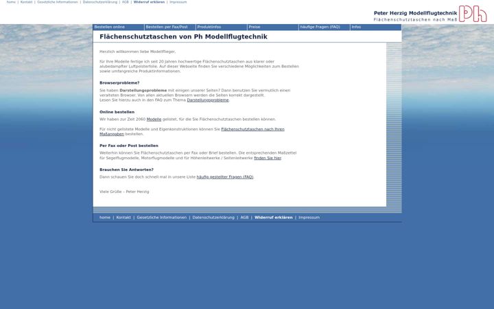 Screenshot ta' flaechenschutztaschen.de