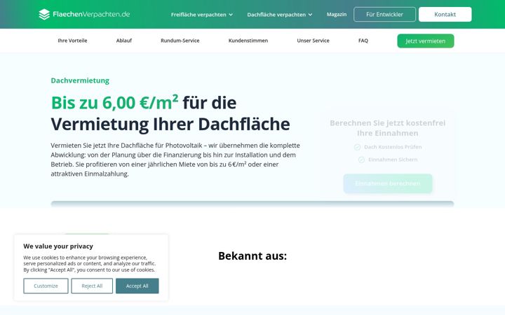 Screenshot of flaechenverpachten.de