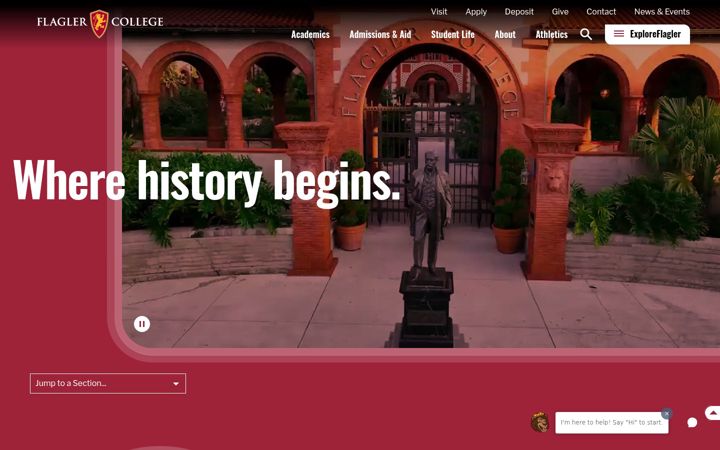 Screenshot of flagler.edu