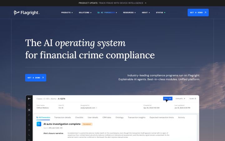 Screenshot of flagright.com